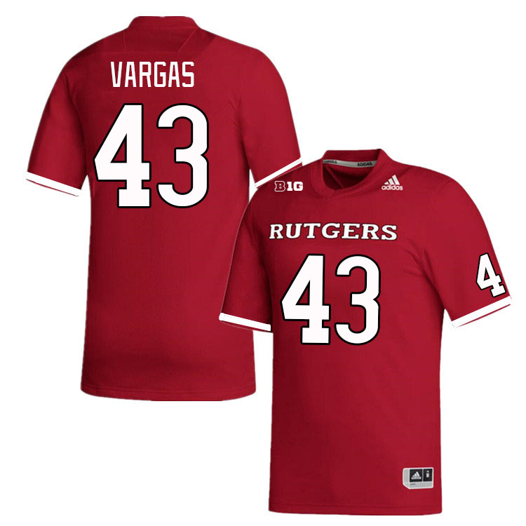 Men #43 Andrew Vargas Rutgers Scarlet Knights College Football Jerseys Stitched Sale-Scarlet - Click Image to Close